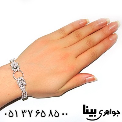 دستبند نقره زنانه جگوار طرح زمرد