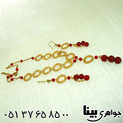 سرویس عقیق قرمز زنانه زیر خاکی درشت حلقه ای