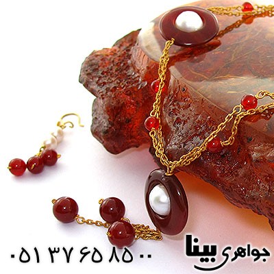 عقیق قرمز و مروارید زنانه زیرخاکی درشت طرح شاهور عقیق قرمز و مروارید زنانه زیرخاکی درشت طرح شاهور