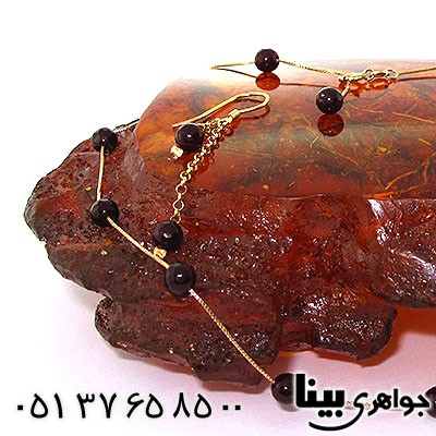 سرویس عقیق سیاه (اونیکس) زنانه زیر خاکی طرح شهره