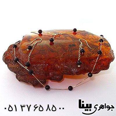سرویس عقیق سیاه (اونیکس) زنانه زیر خاکی طرح شهره