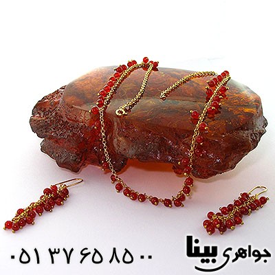 سرویس عقیق قرمز زنانه زیر خاکی طرح زلیخا