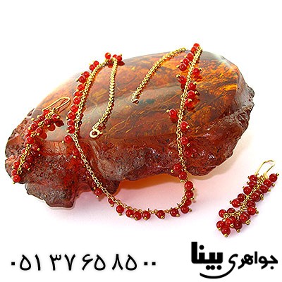 سرویس عقیق قرمز زنانه زیر خاکی طرح زلیخا