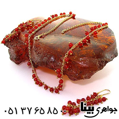 سرویس عقیق قرمز زنانه زیر خاکی طرح زلیخا