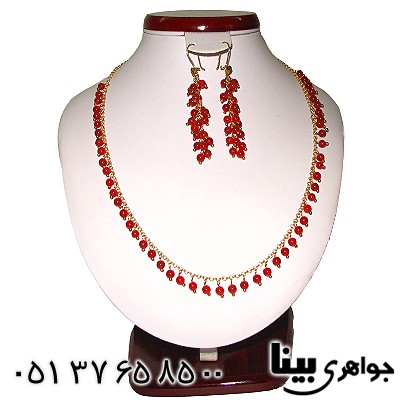 سرویس عقیق قرمز زنانه زیر خاکی طرح زلیخا