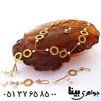 سرویس مروارید زنانه درجه یک زیر خاکی درشت طرح حلقه ای