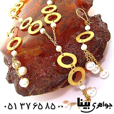 سرویس مروارید زنانه درجه یک زیر خاکی درشت طرح حلقه ای