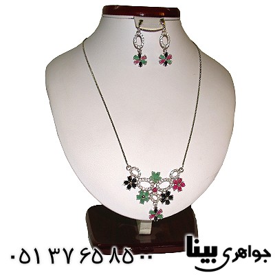 سرویس چند جواهر زنانه یاقوت و زمرد مرغوب طرح پونک