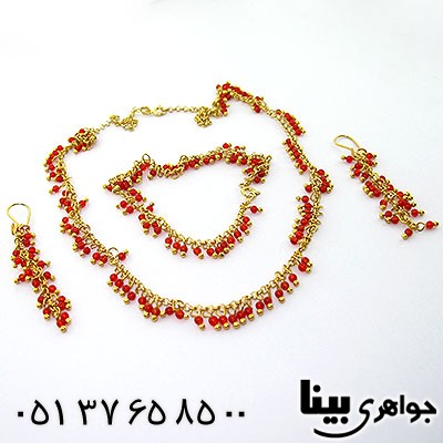 سرویس عقیق قرمز زنانه زیر خاکی طرح شهرزاد