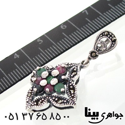 گردنبند چند جواهر یاقوت و زمرد زنانه طرح نگار