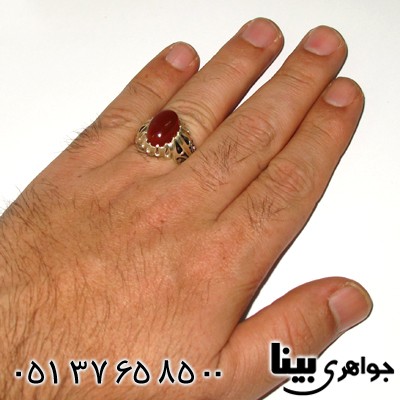 انگشتر عقیق یمنی مردانه درشت اسلیمی
