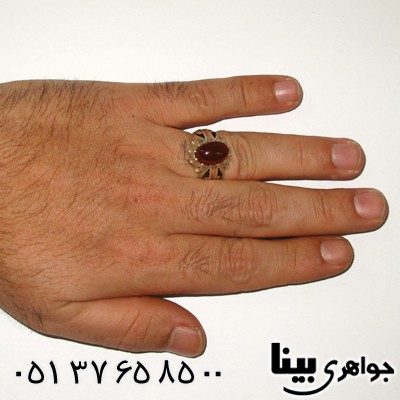 انگشتر عقیق یمنی مردانه شبکه ای اسلیمی