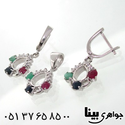 سرویس چند جواهر یاقوت و زمرد زنانه طرح آلاله