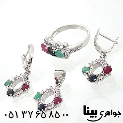 سرویس چند جواهر یاقوت و زمرد زنانه طرح آلاله