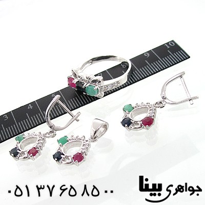 سرویس چند جواهر یاقوت و زمرد زنانه طرح آلاله
