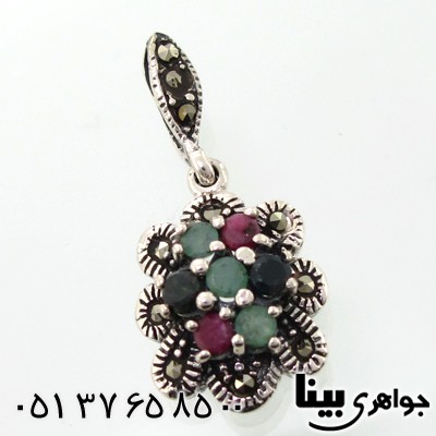 گردنبند چند جواهر زنانه یاقوت و زمرد مارکازیت طرح تارا