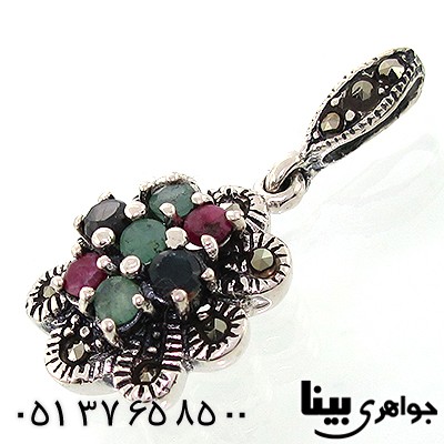 گردنبند چند جواهر زنانه یاقوت و زمرد مارکازیت طرح تارا