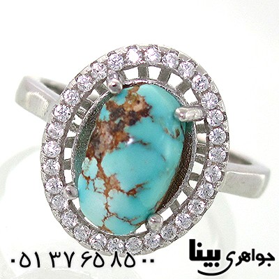 انگشتر فیروزه نیشابوری زنانه طرح رخساره