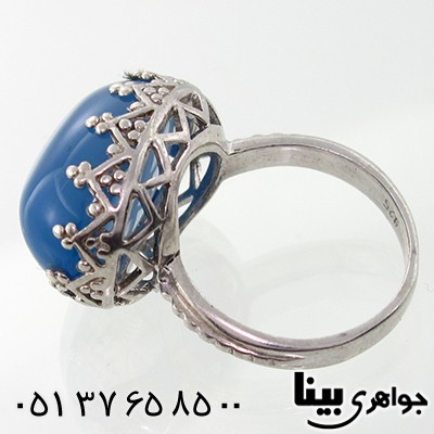 انگشتر عقیق آبی زنانه مشبک طرح رخشا