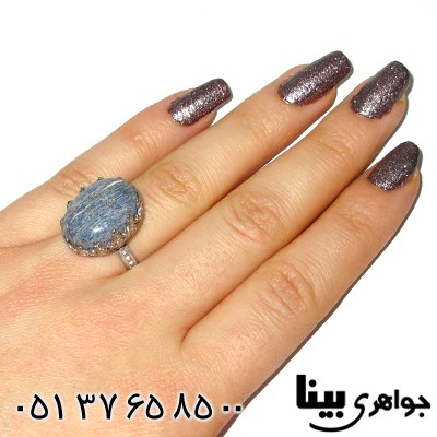 انگشتر لاجورد زنانه طرح مشبک درشت