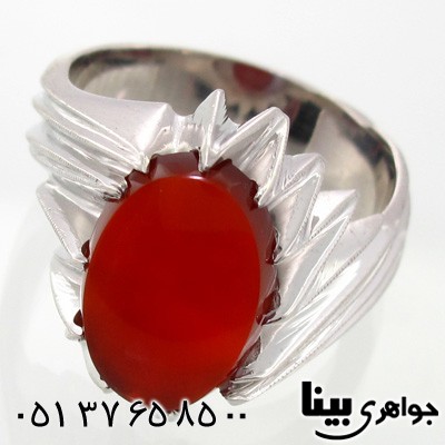 انگشتر عقیق یمنی مردانه طرح اسلیمی کلاسیک