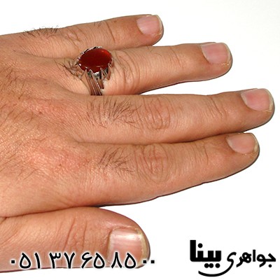 انگشتر عقیق یمنی مردانه طرح اسلیمی کلاسیک