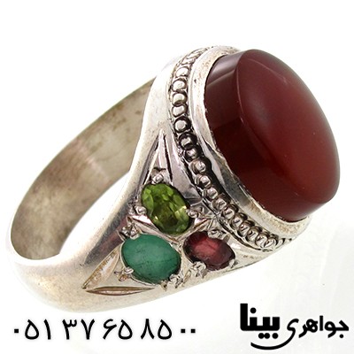 انگشتر عقیق یمنی مردانه 7 نگین