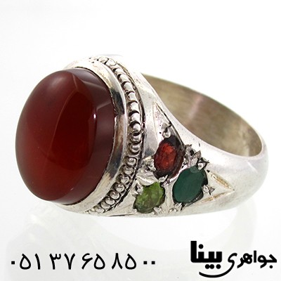انگشتر عقیق یمنی مردانه 7 نگین