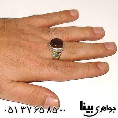 انگشتر عقیق یمنی مردانه 7 نگین