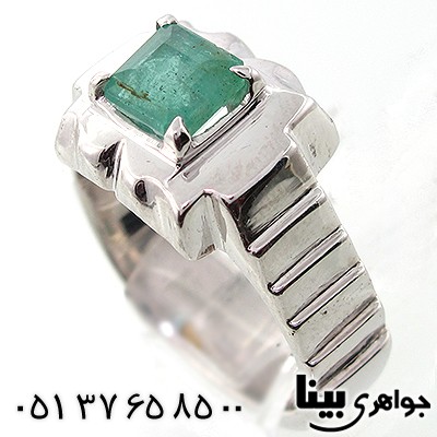 انگشتر زمرد کلمبیا مردانه مربعی شکل