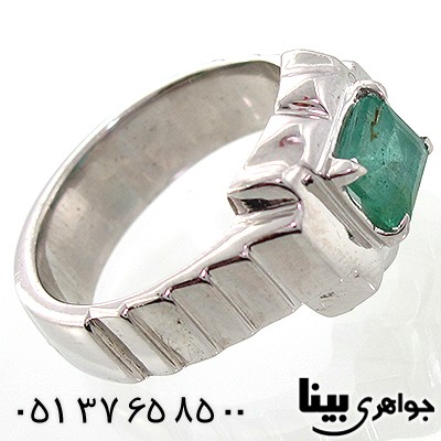 انگشتر زمرد کلمبیا مردانه مربعی شکل