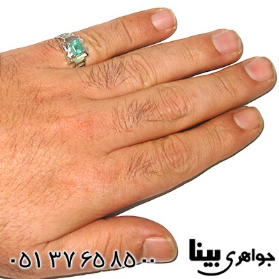 انگشتر زمرد کلمبیا مردانه مربعی شکل