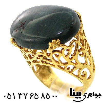 انگشتر یشم زنانه درشت طرح زیر خاکی شکیلا