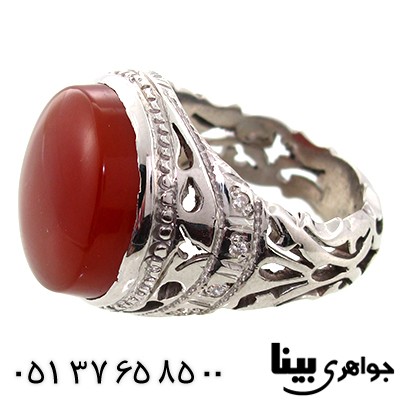 انگشتر عقیق یمنی مردانه درشت اسلیمی کلاسیک
