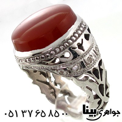 انگشتر عقیق یمنی مردانه درشت اسلیمی کلاسیک