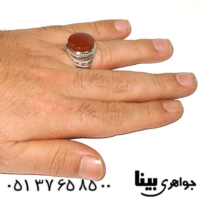 انگشتر عقیق یمنی مردانه درشت اسلیمی کلاسیک