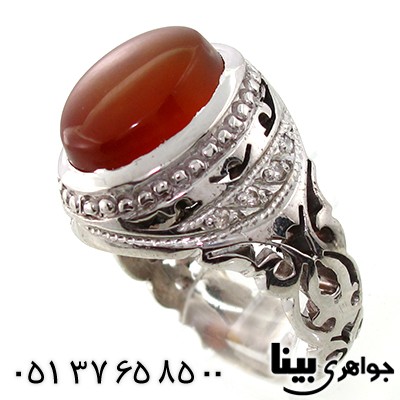 انگشتر عقیق یمنی مردانه اسلیمی شبکه ای درخشان