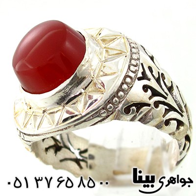 انگشتر عقیق یمنی مردانه اسلیمی باشکوه