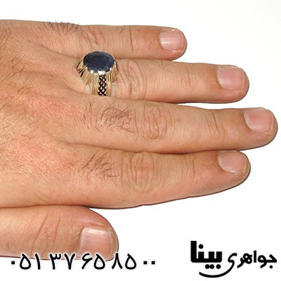 انگشتر یاقوت کبود آفریقایی مردانه شطرنجی