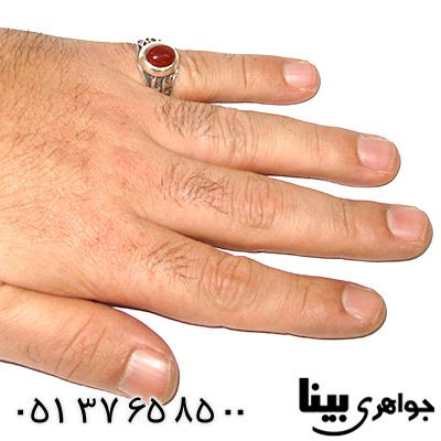 انگشتر عقیق قرمز مردانه کلاسیک یا علی