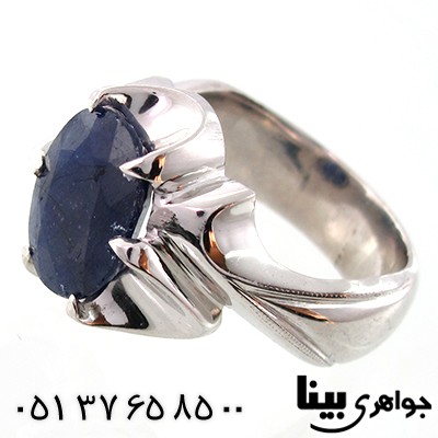 انگشتر یاقوت کبود آفریقایی مردانه درشت شش چنگ