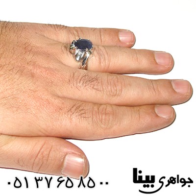 انگشتر یاقوت کبود آفریقایی مردانه درشت شش چنگ