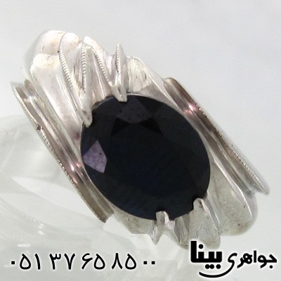 انگشتر یاقوت کبود مردانه شیک چهار چنگ