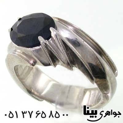 انگشتر یاقوت کبود مردانه شیک چهار چنگ