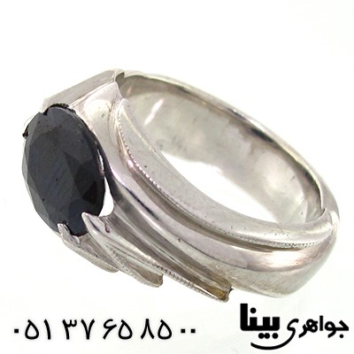 انگشتر یاقوت کبود مردانه شیک چهار چنگ