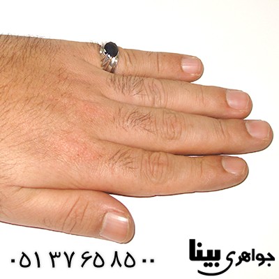 انگشتر یاقوت کبود مردانه شیک چهار چنگ