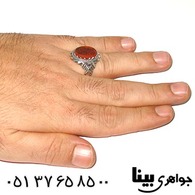 انگشتر عقیق یمنی مردانه حکاکی یا اباالفضل درشت _کد:7548