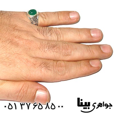 انگشتر عقیق سبز مردانه باطرح یا علی و فاطمه _کد:7555