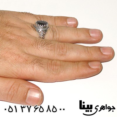 انگشتر یاقوت کبود آفریقایی مردانه خوشرنگ اسلیمی _کد:7559