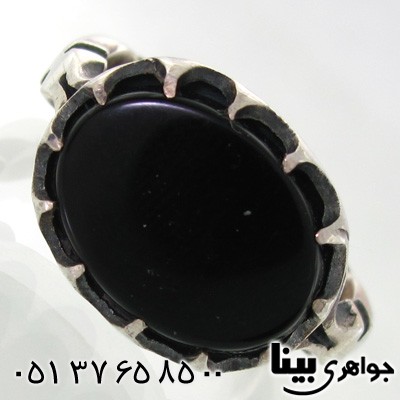 انگشتر عقیق سیاه (اونیکس) مردانه طرح سیاه قلم _کد:7560